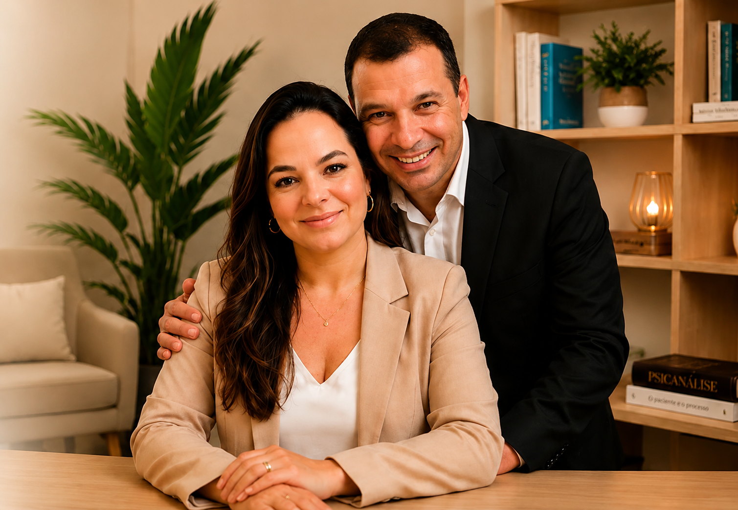 Elisandra Valgas e seu marido Deivitt, juntos no consultório.